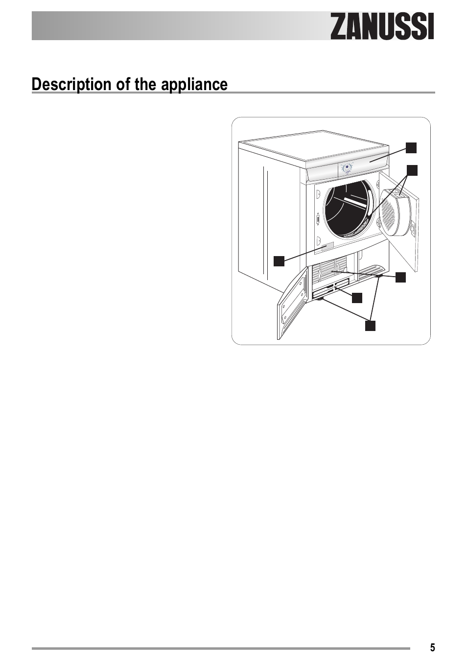 Description of the appliance | Zanussi ZTK123 User Manual | Page 5 / 26