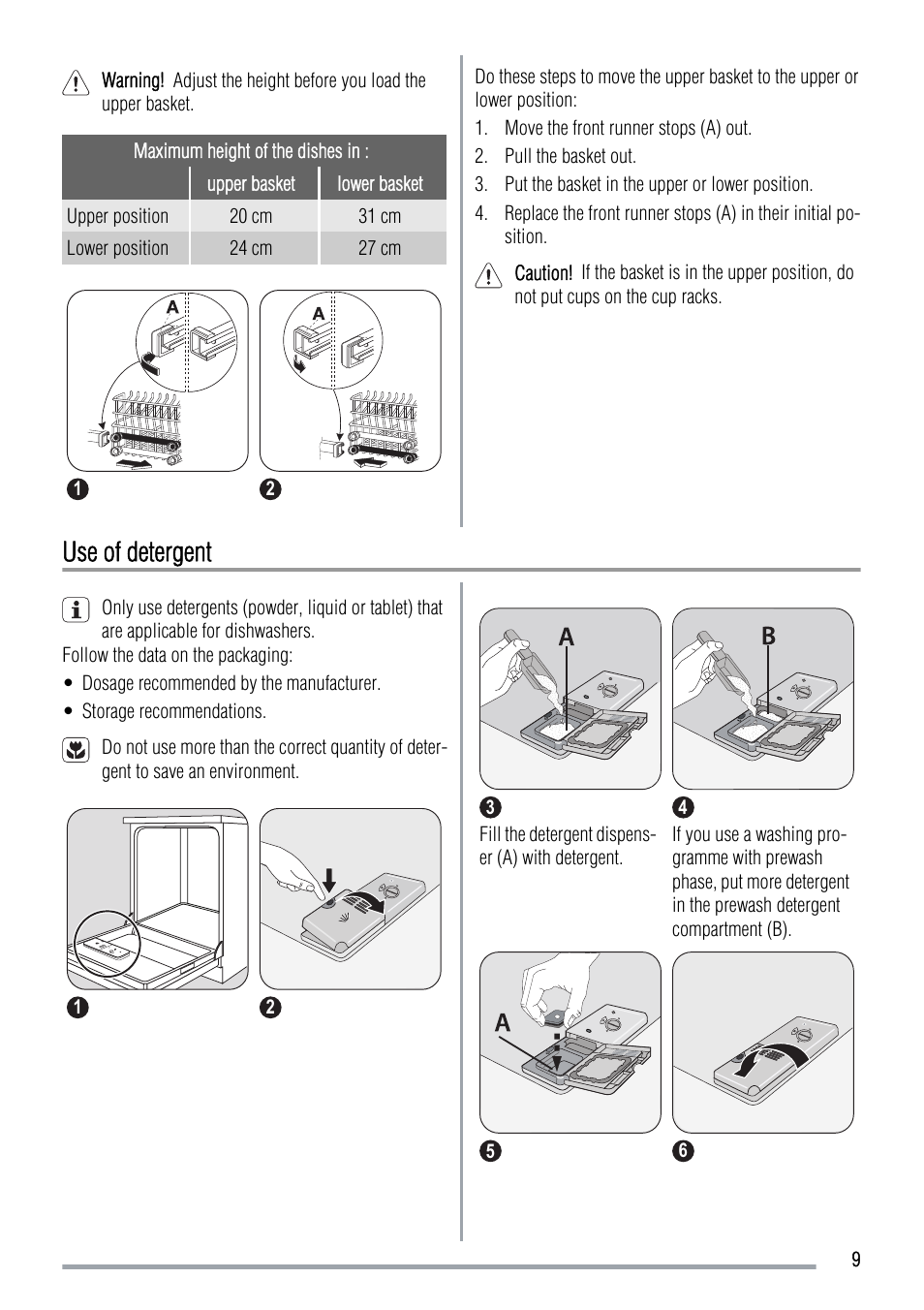 Use of detergent | Zanussi 156985811-00-082009 User Manual | Page 9 / 16