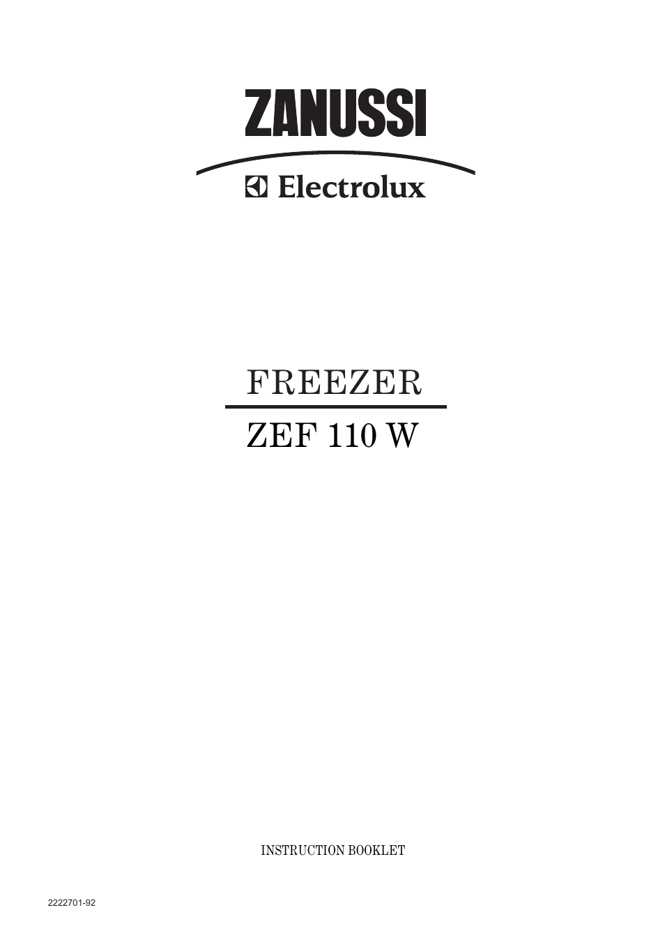 Zanussi 110 W User Manual | 16 pages