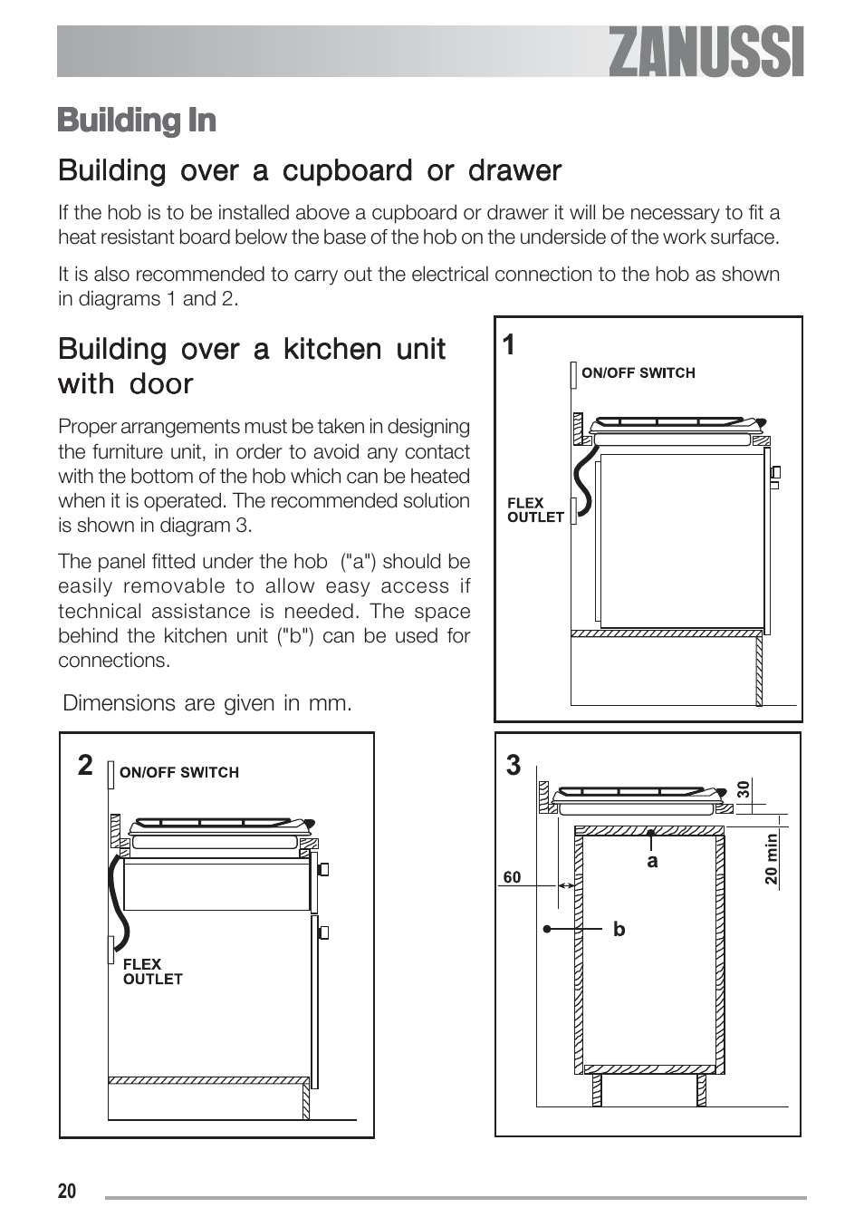 Building in | Zanussi ZGF 692 CT User Manual | Page 20 / 32