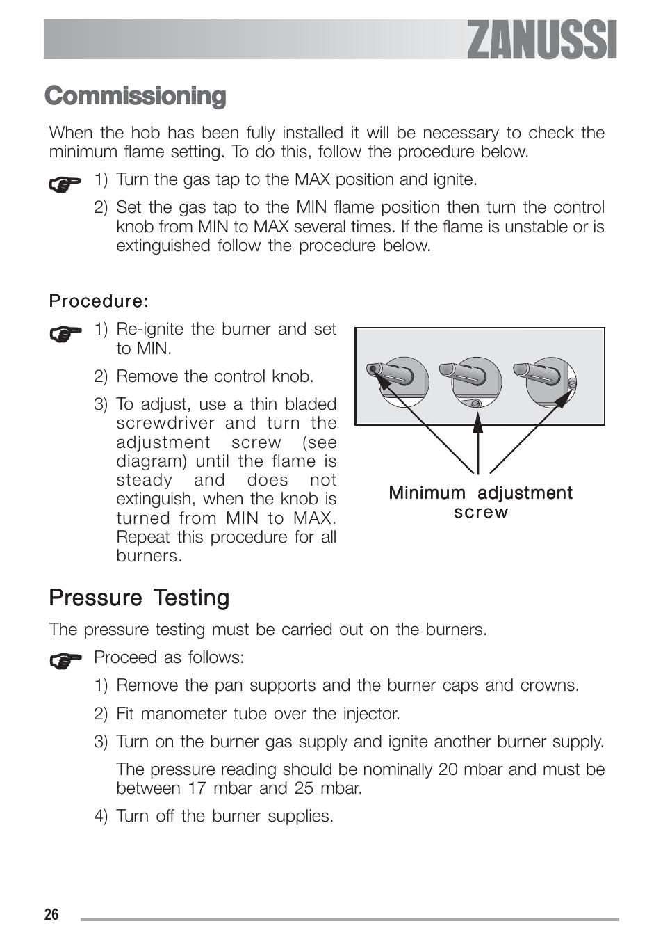 Zanussi ZGF 692 CT User Manual | Page 26 / 32