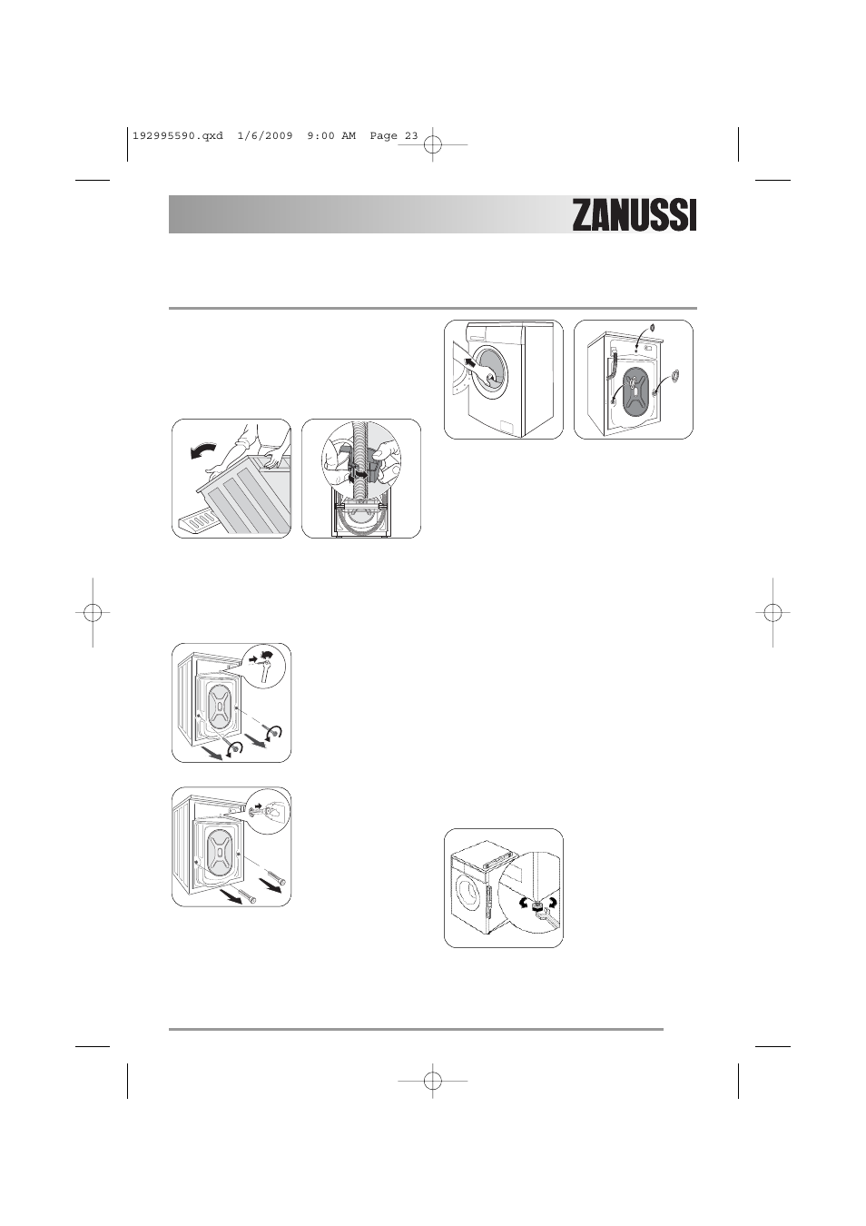 Installation instruction | Zanussi ZWF 12070W1 User Manual | Page 23 / 28