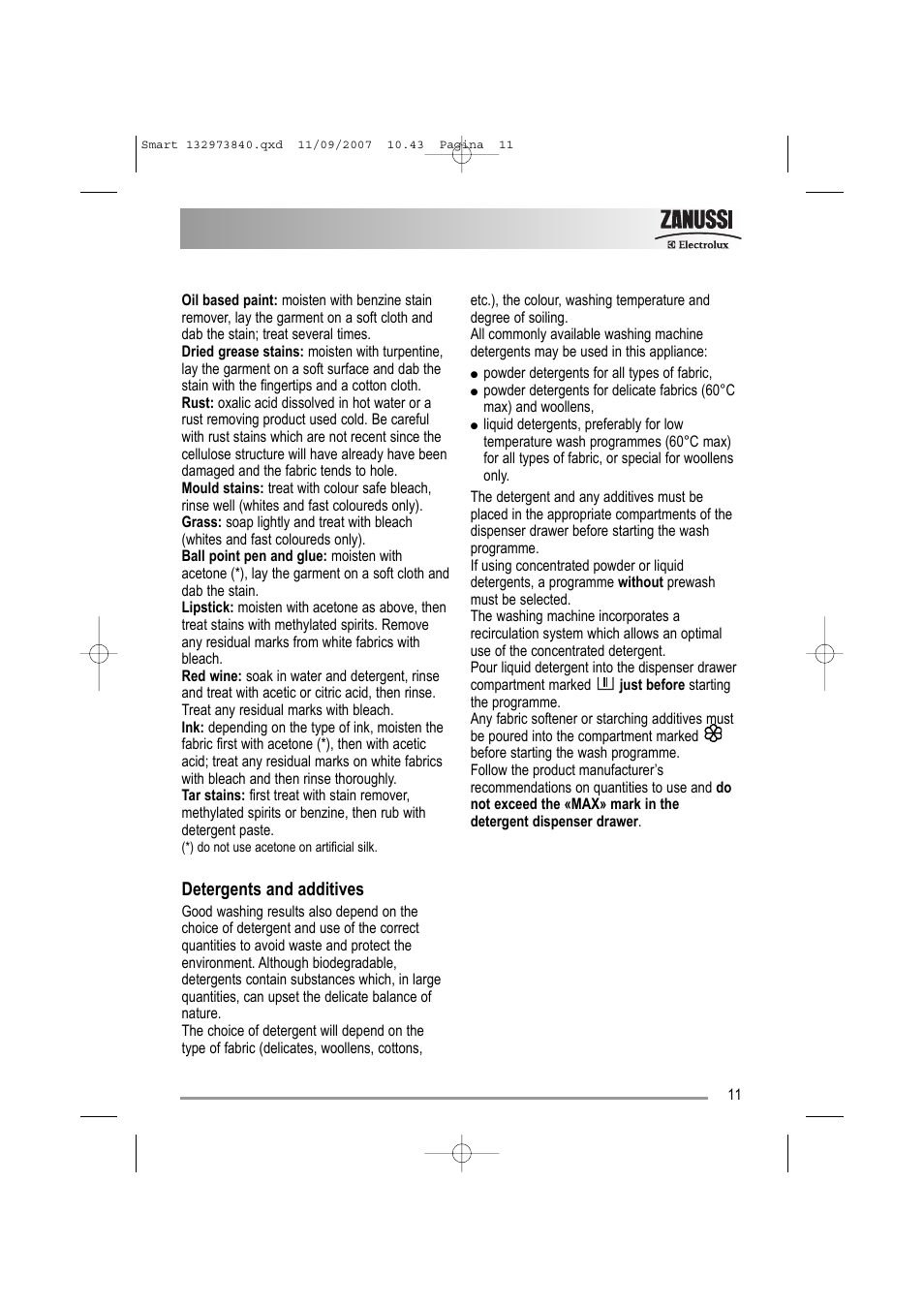 Zanussi ZWF 14280 W User Manual | Page 11 / 36