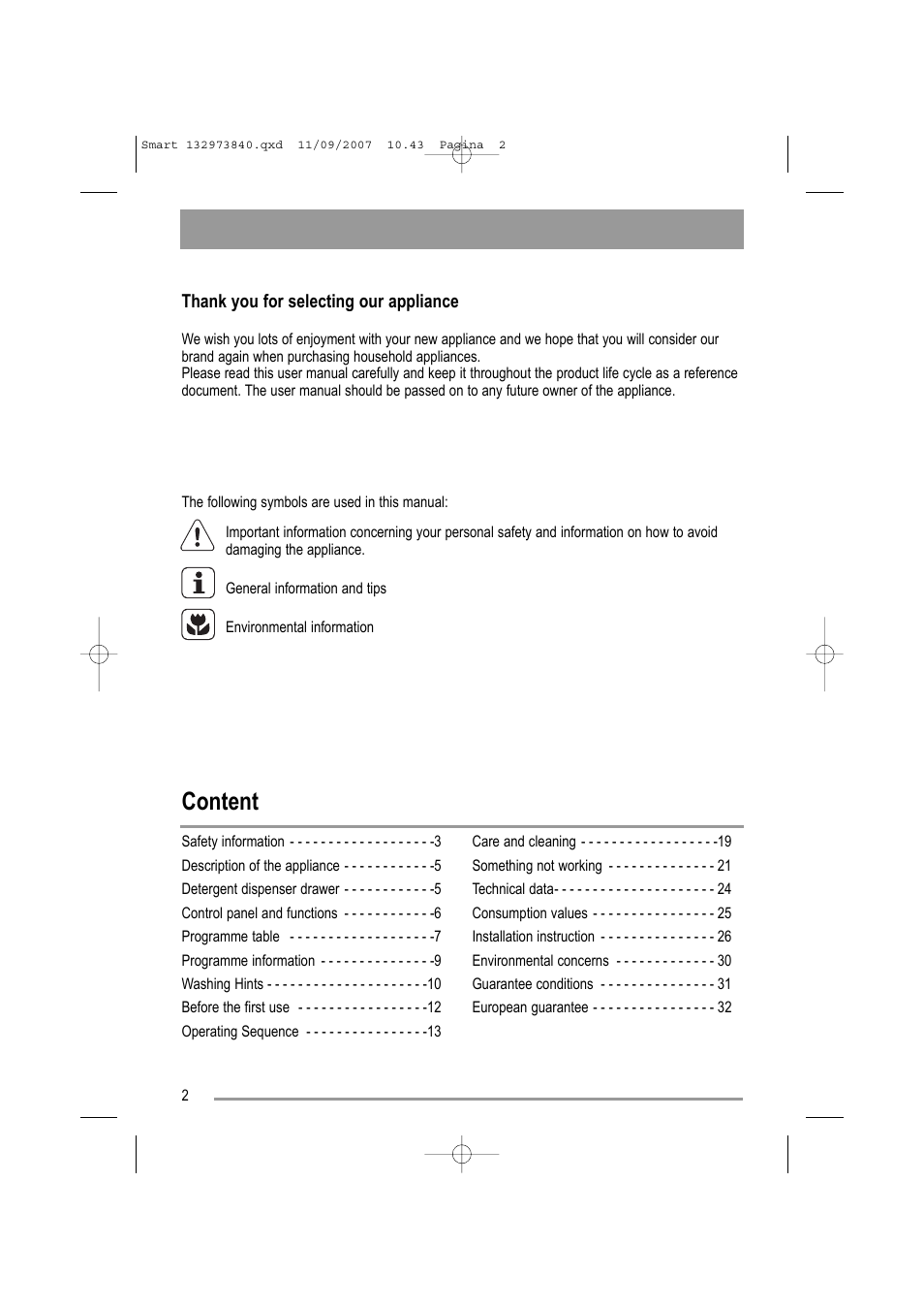 Content | Zanussi ZWF 14280 W User Manual | Page 2 / 36