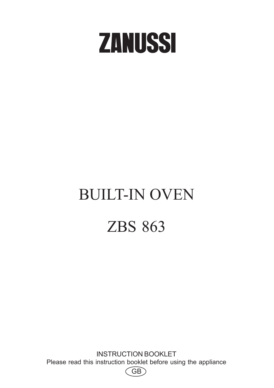 Zanussi ZBS863 User Manual | 24 pages