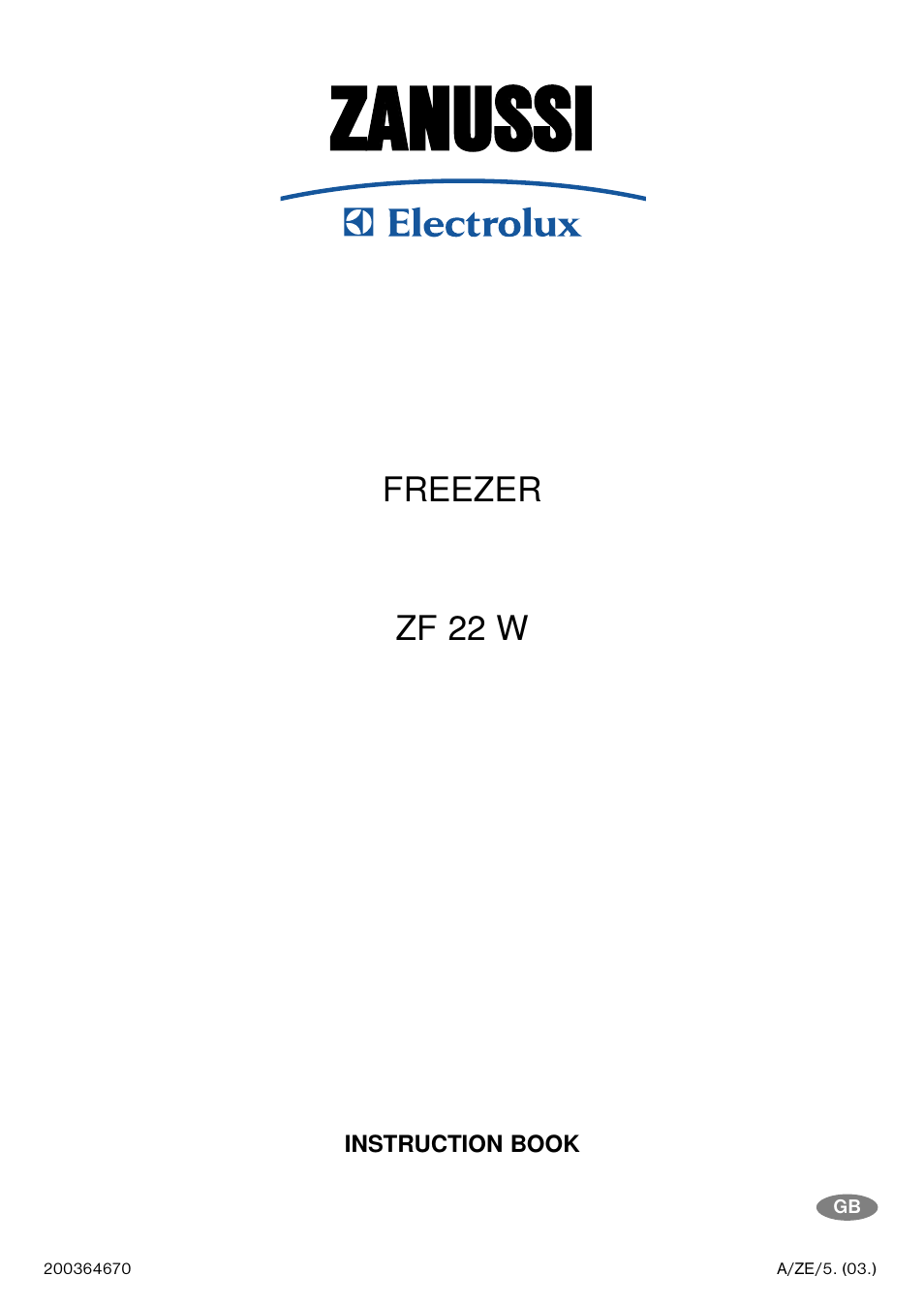 Zanussi ZF 22 W User Manual | 16 pages