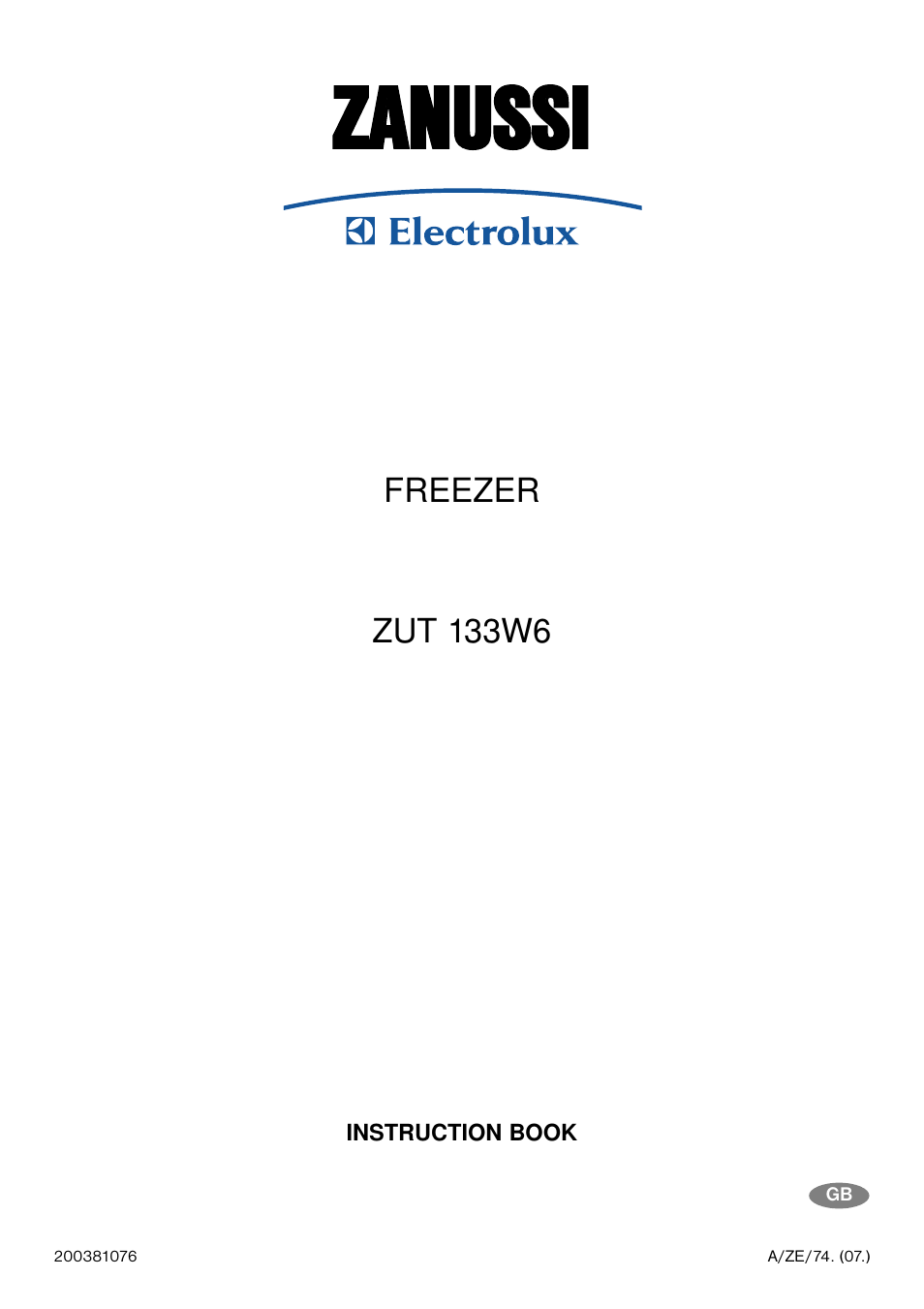 Zanussi ZUT 133W6 User Manual | 20 pages