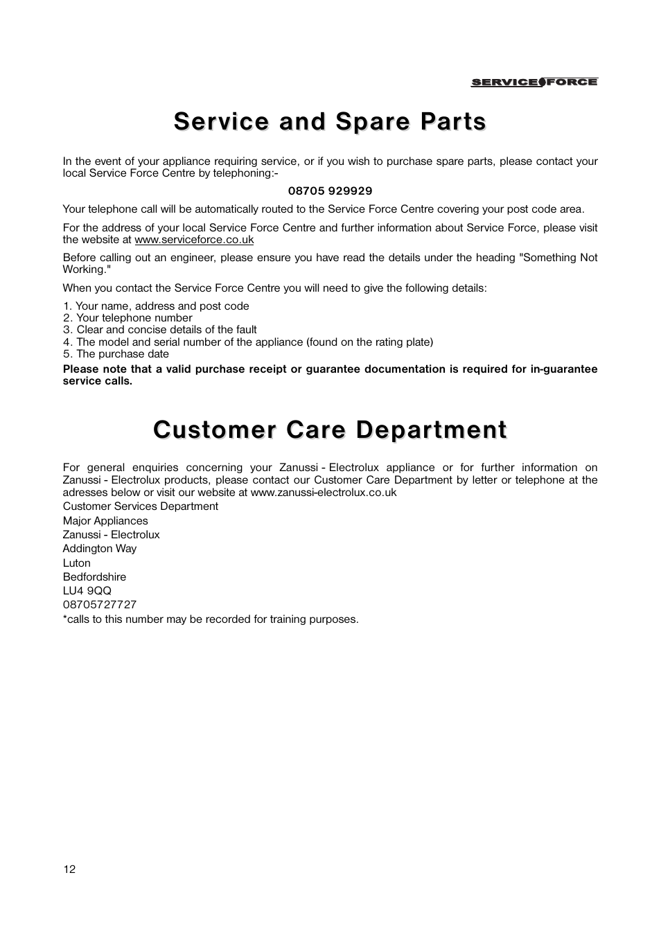Zanussi ZUT 133W6 User Manual | Page 12 / 20