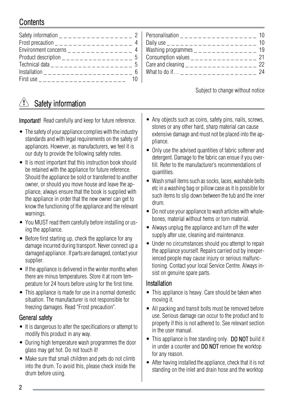 Zanussi ZWG 7120 P User Manual | Page 2 / 32