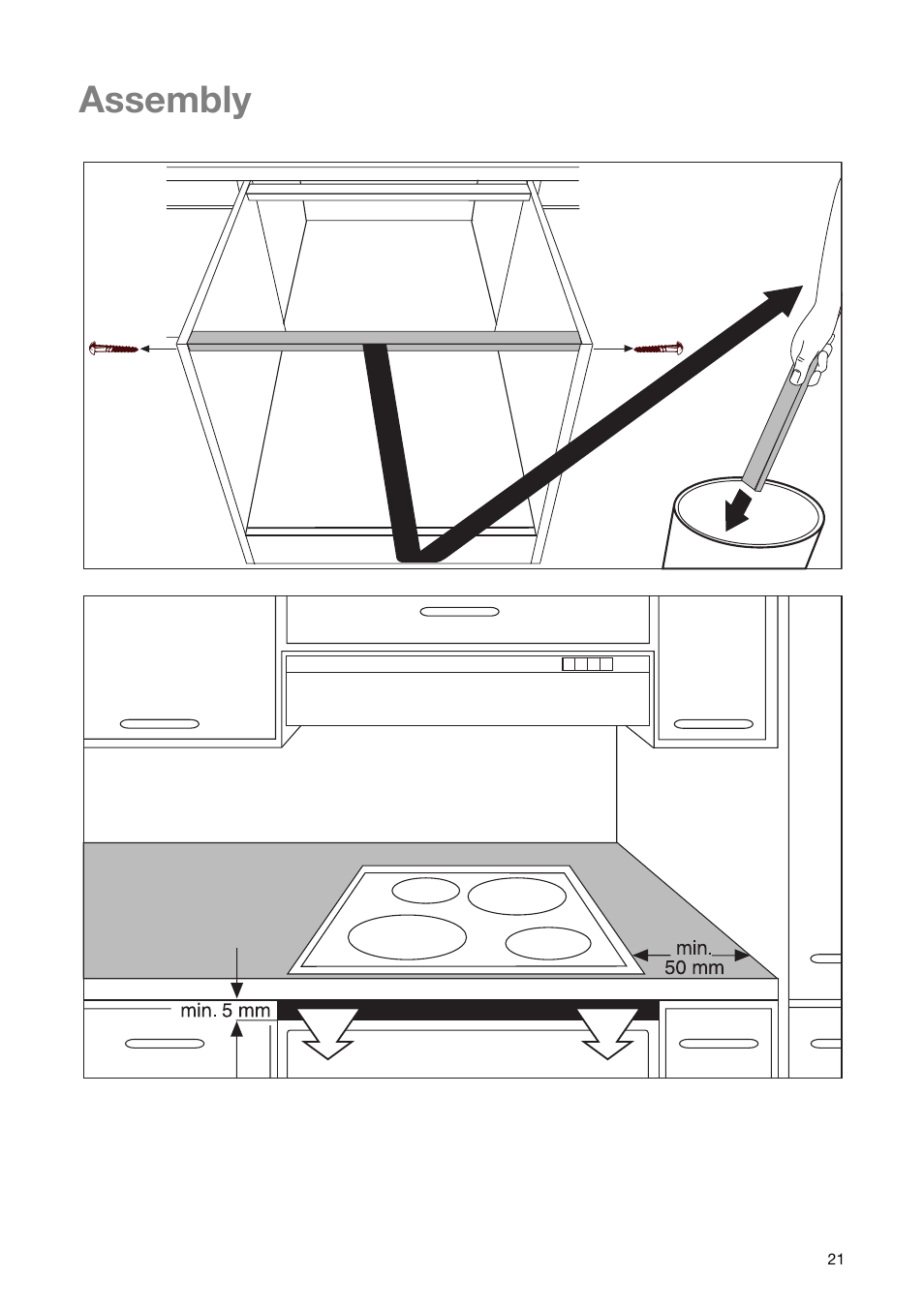 Assembly | Zanussi ZKT 651 D User Manual | Page 21 / 28