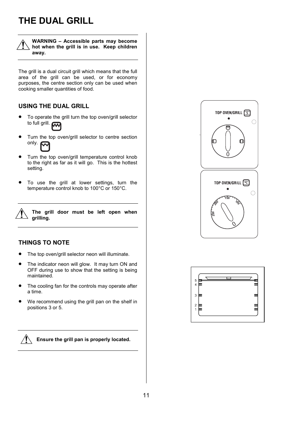 The dual grill | Zanussi ZUF 270 User Manual | Page 11 / 36