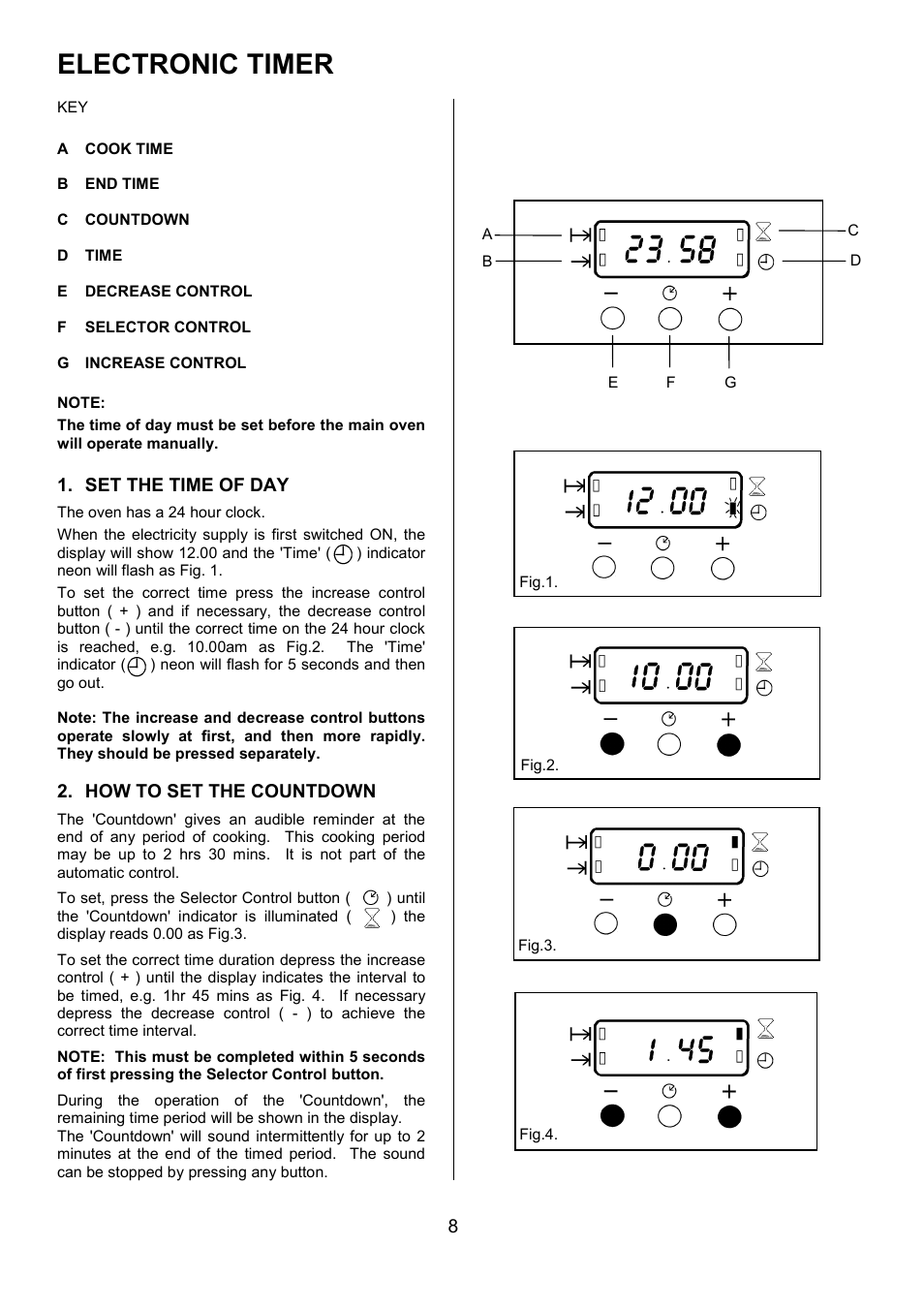 Electronic timer | Zanussi ZUF 270 User Manual | Page 8 / 36