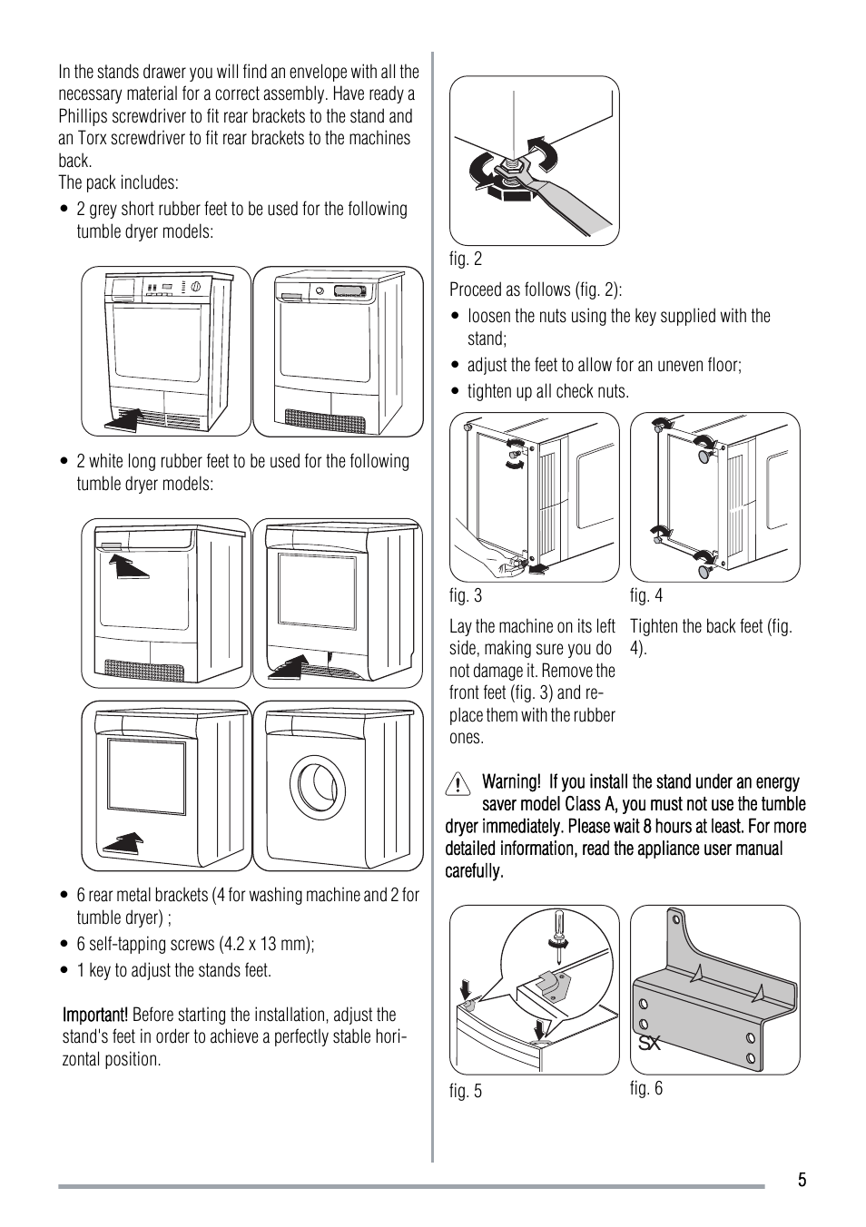 Zanussi Washer/Dryer User Manual | Page 5 / 8