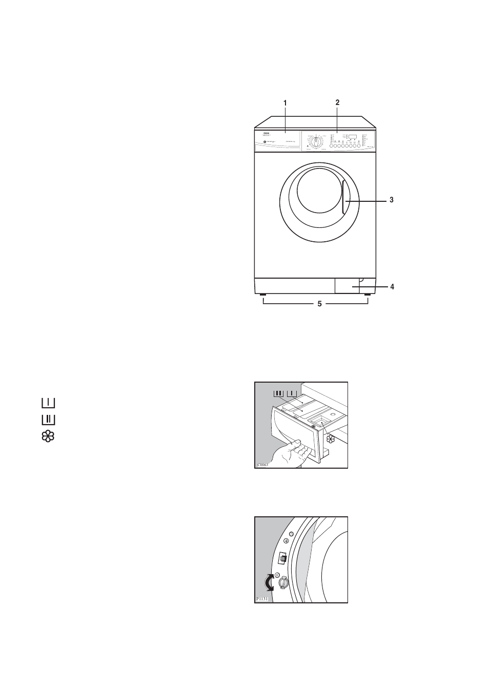 Description of the appliance, Detergent dispenser drawer, Child safety feature | Zanussi ZWD 1680 W User Manual | Page 5 / 29