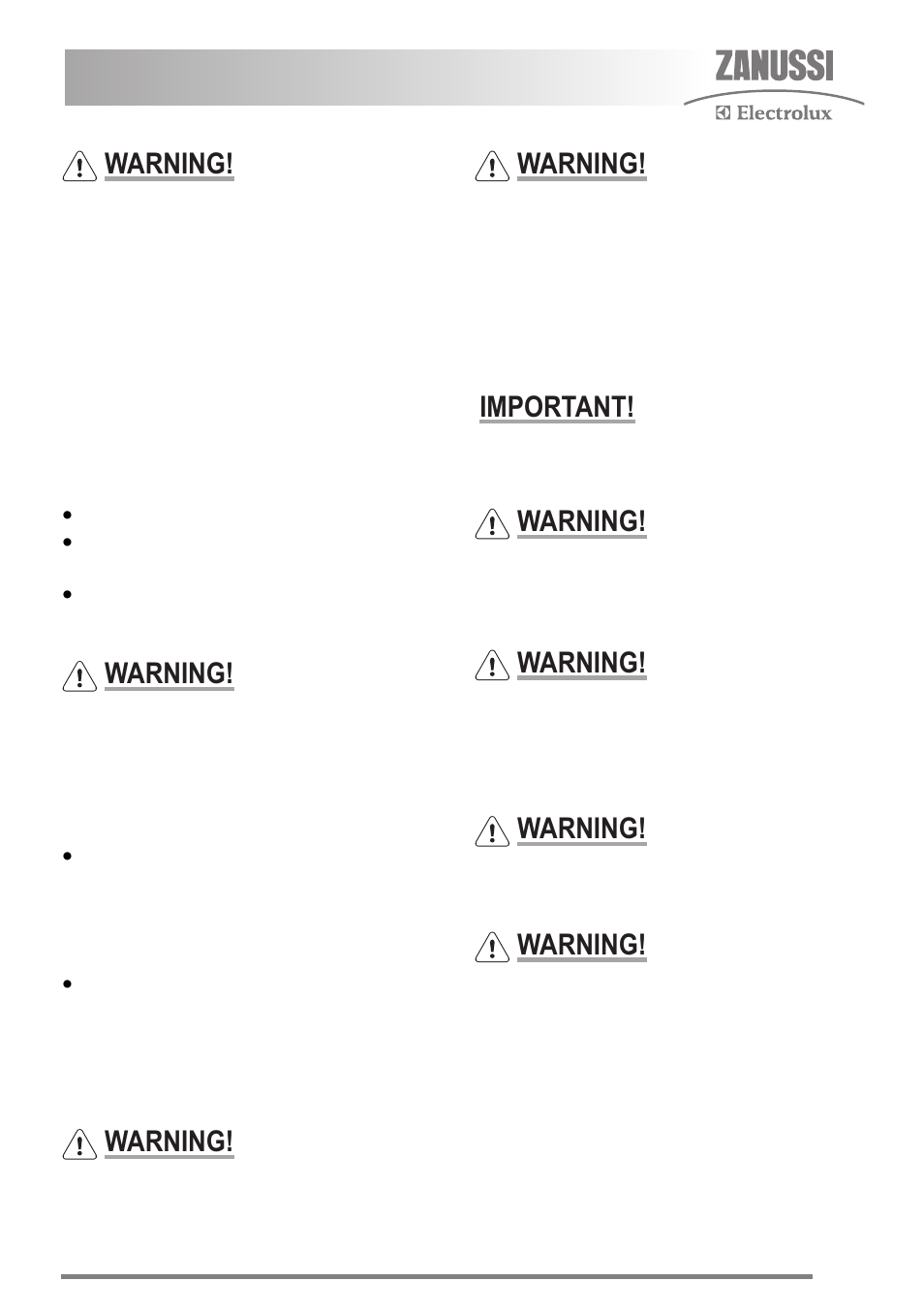 Hints and tips, Warning, Important | Zanussi ZKG5530 User Manual | Page 9 / 36