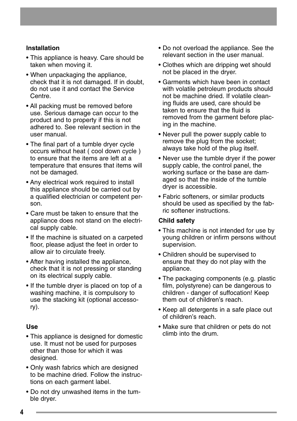 Zanussi ZDC37100W User Manual | Page 4 / 28