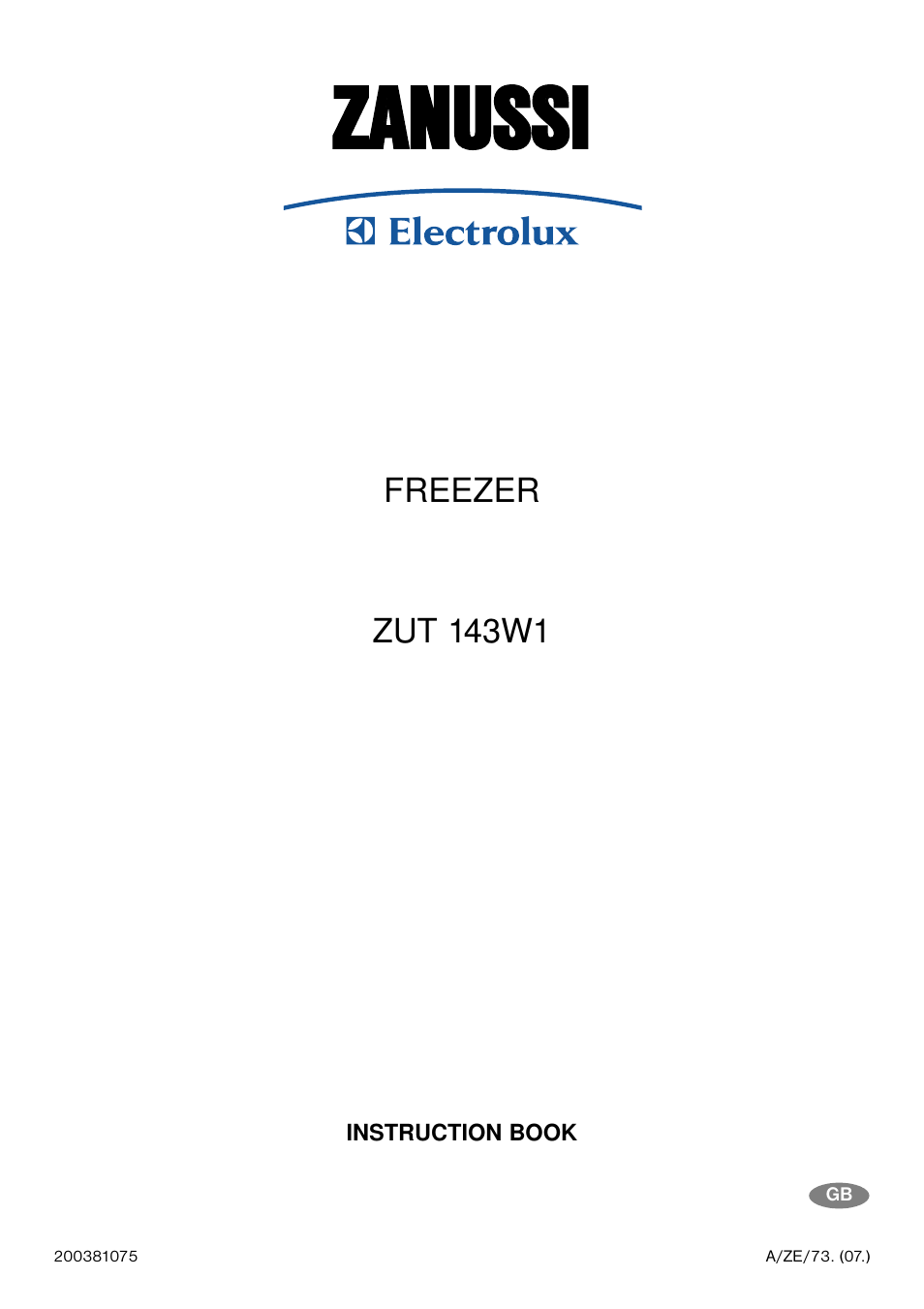 Zanussi ZUT 143W1 User Manual | 20 pages