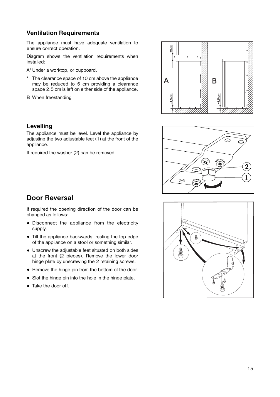 Door reversal | Zanussi ZUT 143W1 User Manual | Page 15 / 20