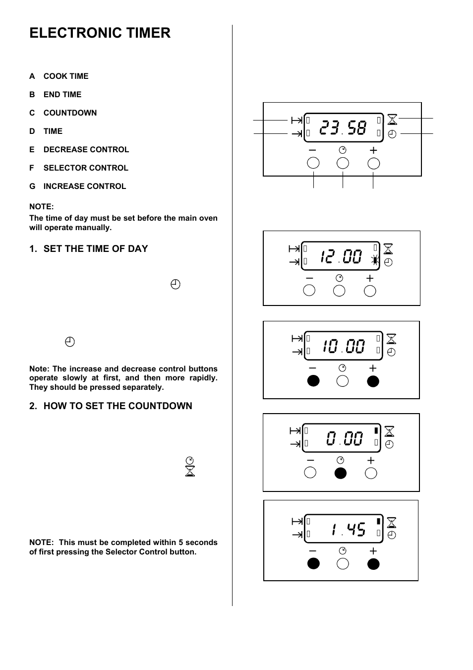 Electronic timer | Zanussi ZDF 290 User Manual | Page 8 / 36