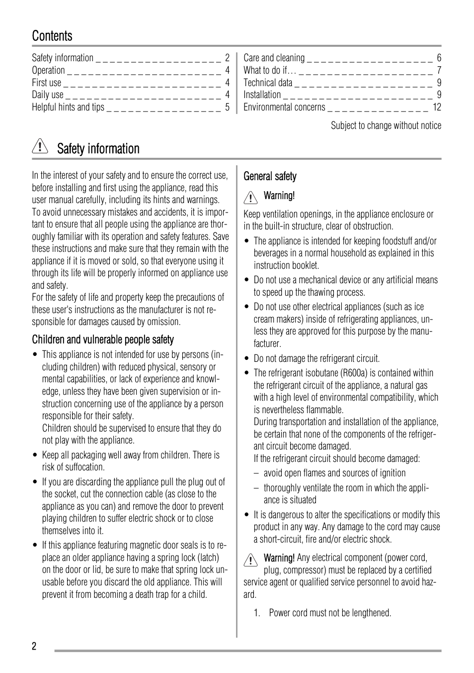 Zanussi ZRT623W User Manual | Page 2 / 16