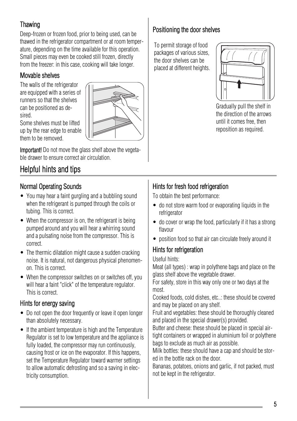 Helpful hints and tips | Zanussi ZRT623W User Manual | Page 5 / 16