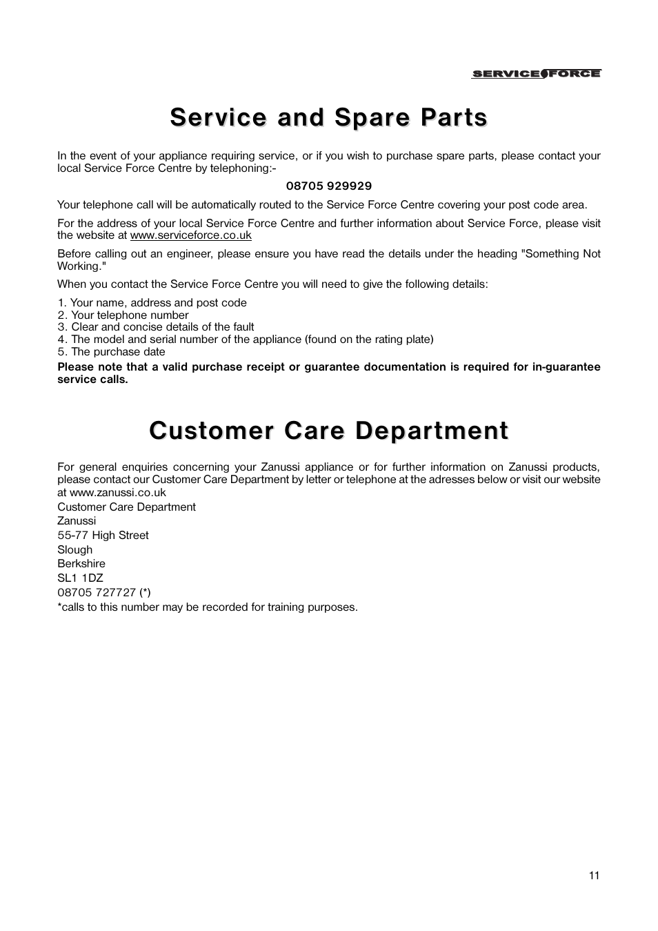 Zanussi ZCUF 41 User Manual | Page 11 / 16