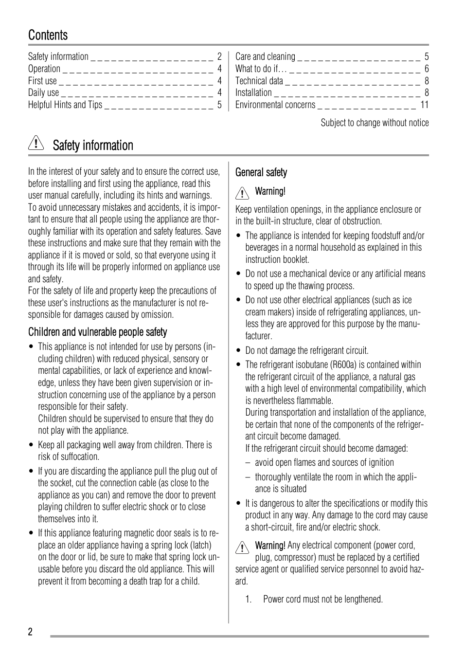 Zanussi ZFX305W User Manual | Page 2 / 12