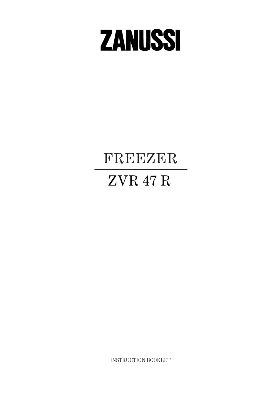 Zanussi ZVR 47 R User Manual | 20 pages