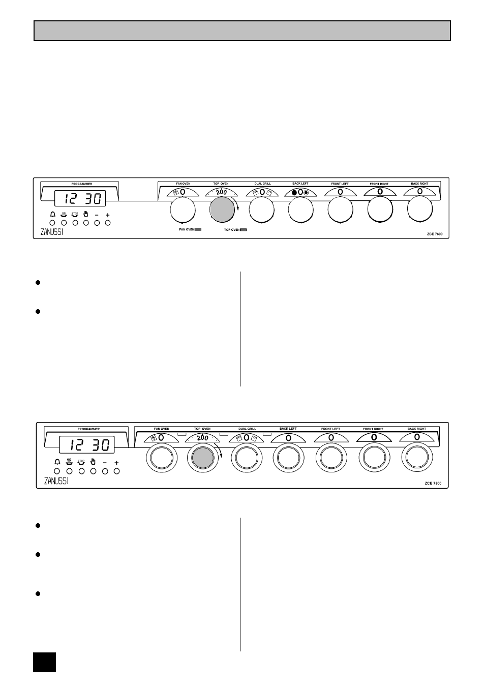 The top oven | Zanussi ZCE 7600 User Manual | Page 22 / 36