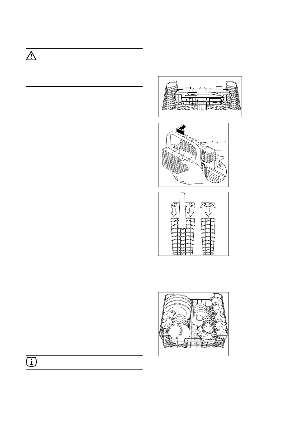 The cutlery basket, The upper basket, Removable knife basket | Zanussi DE 6544 User Manual | Page 11 / 32