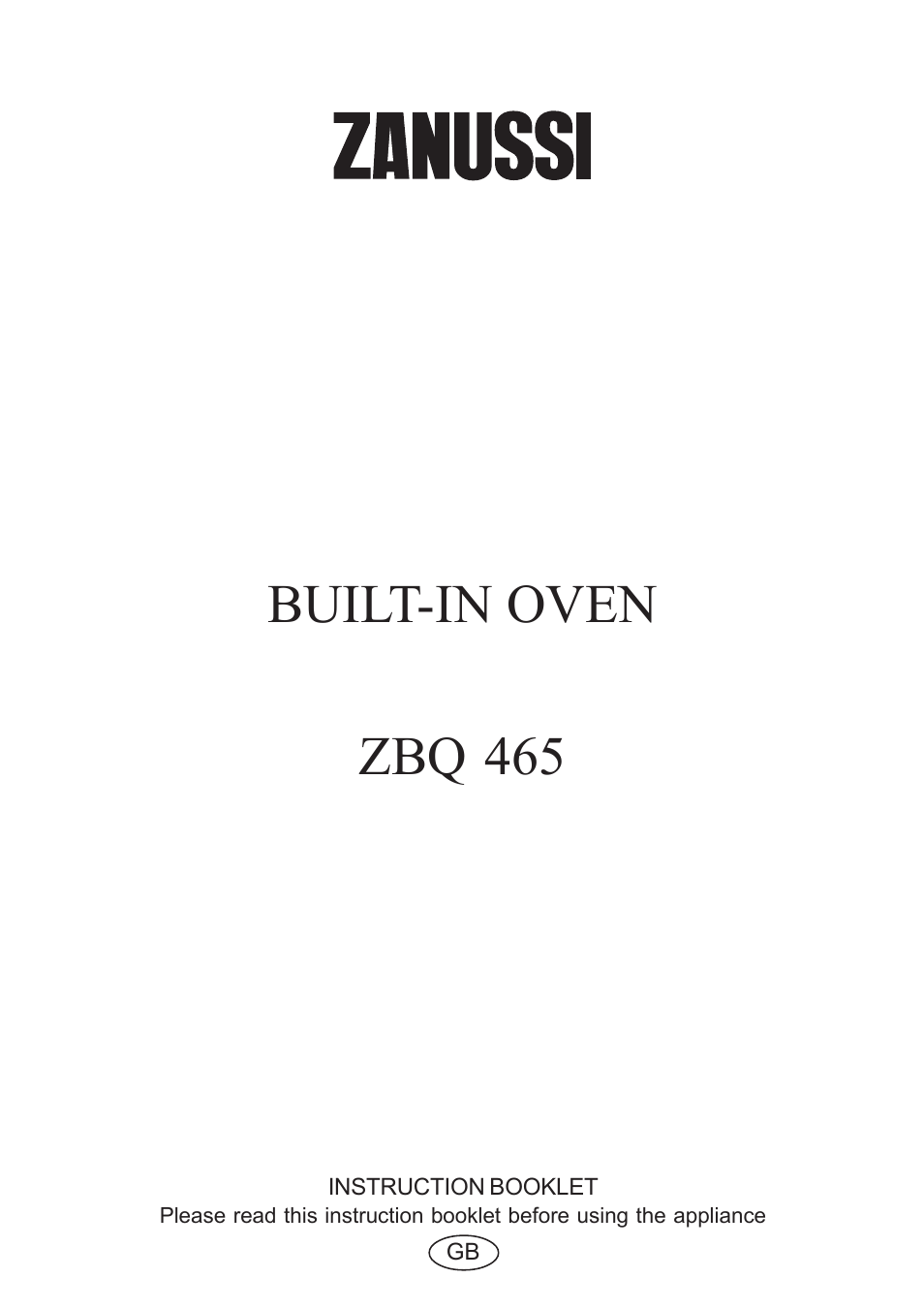 Zanussi ZBQ 465 User Manual | 20 pages
