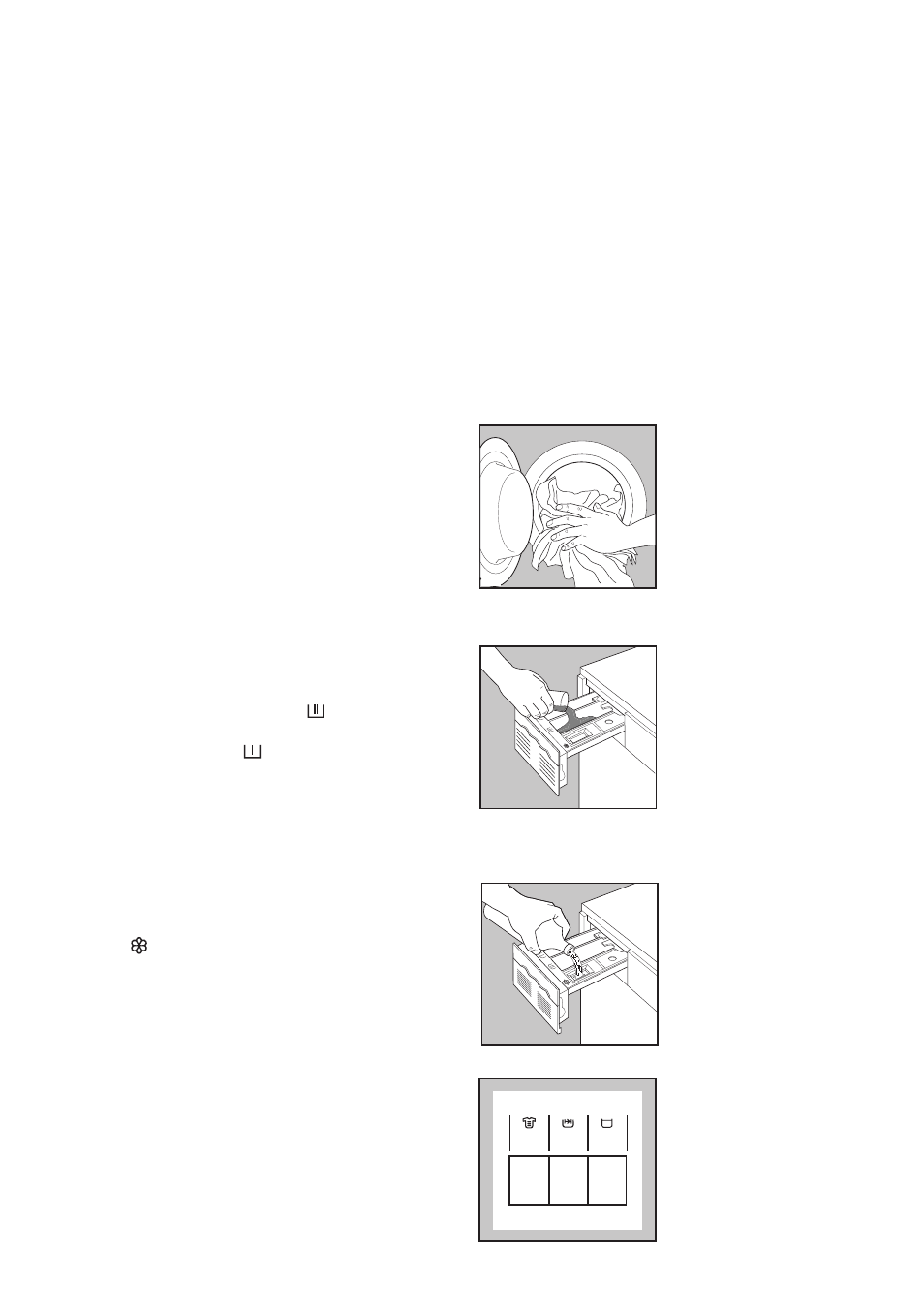 Operating sequence, Load the laundry, Measure out the detergent | Measure out the fabric softener, Select the required option(s) | Zanussi FJS 1397 W User Manual | Page 7 / 28