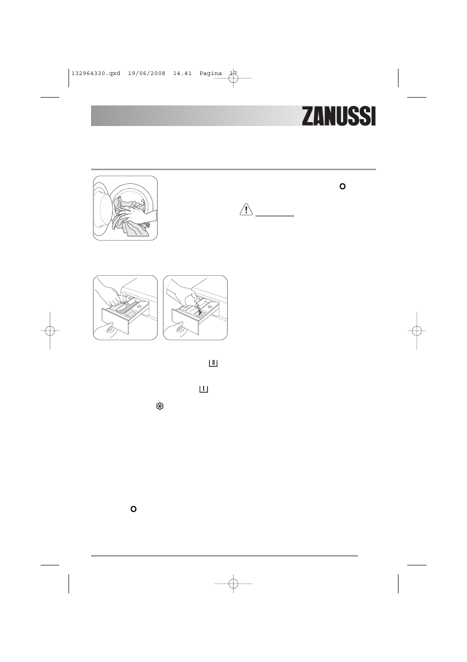 Operating sequence | Zanussi ZWI 2125 User Manual | Page 17 / 36