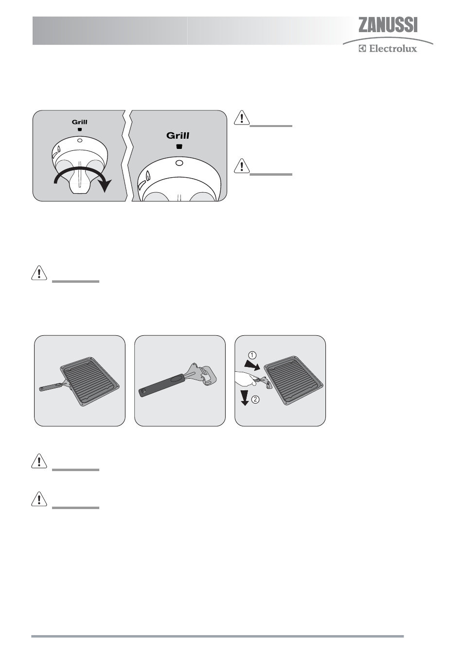 The grill pan and handle, Hints and tips | Zanussi ZKG5020 User Manual | Page 13 / 36