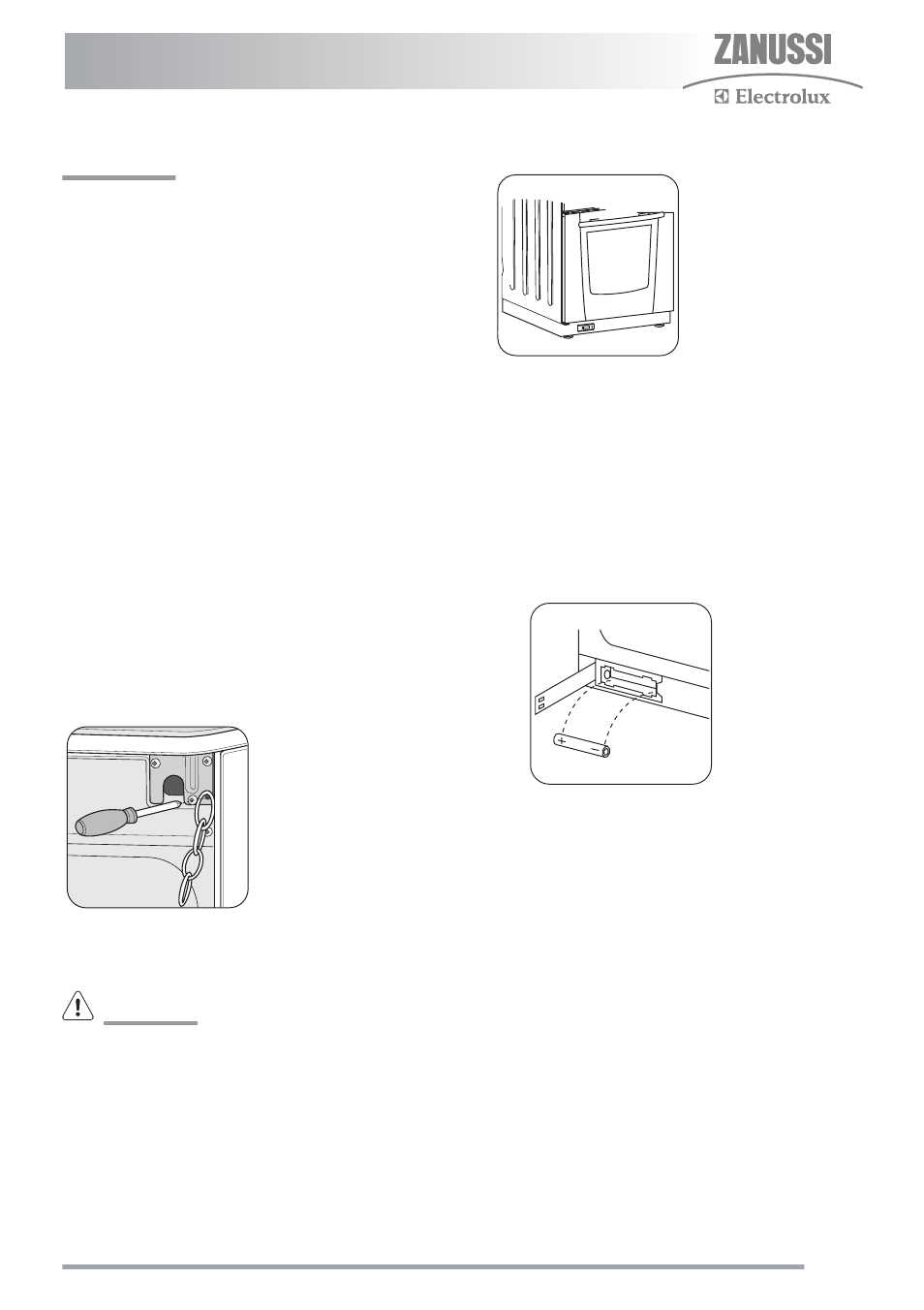 Fixing the stability chain, The battery, Pressure testing | Zanussi ZKG5020 User Manual | Page 29 / 36