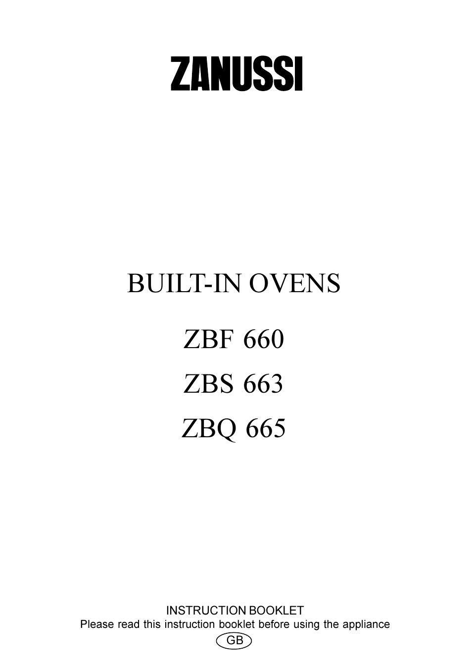 Zanussi ZBQ 665 User Manual | 24 pages