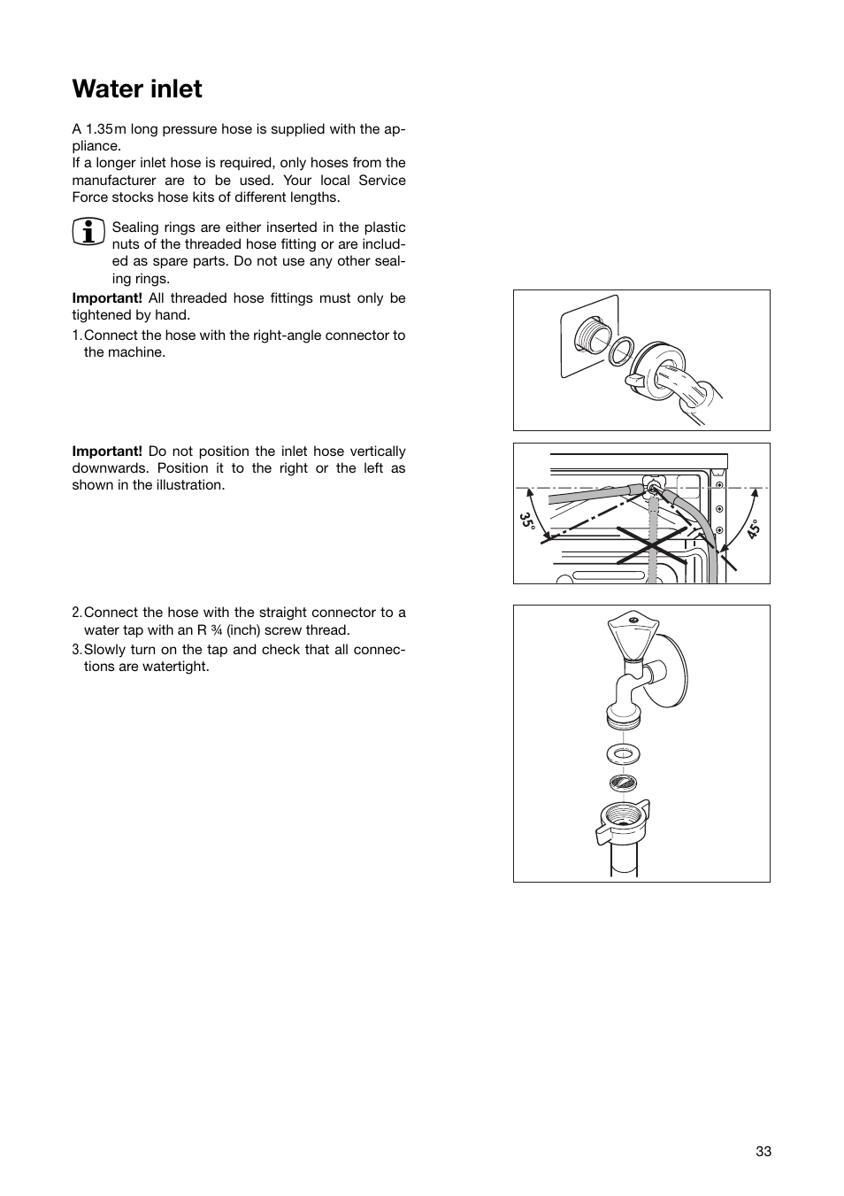 Water inlet | Zanussi ZWF 1850 W User Manual | Page 33 / 40