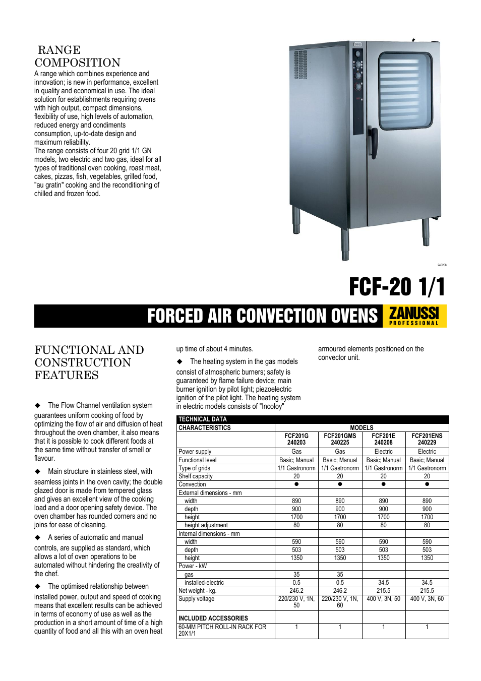 Zanussi FCF-20 1/1 User Manual | 4 pages