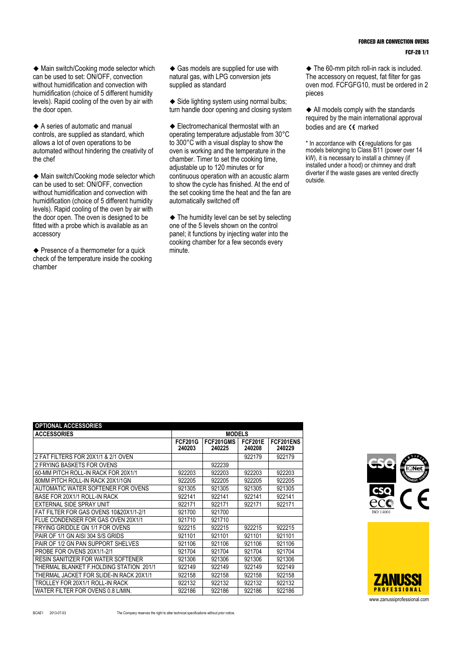 Zanussi | Zanussi FCF-20 1/1 User Manual | Page 2 / 4