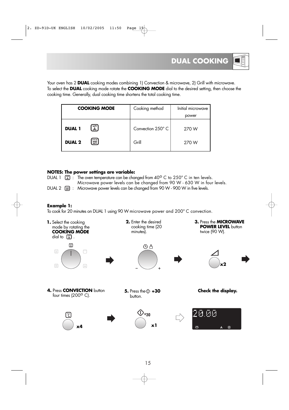 Dual cooking | Zanussi ZMC40ST User Manual | Page 17 / 44