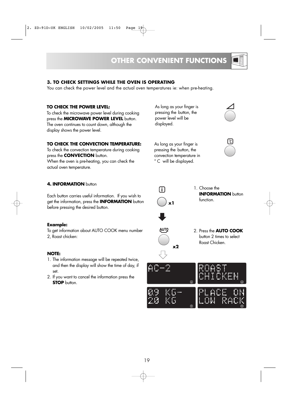 Other convenient functions | Zanussi ZMC40ST User Manual | Page 21 / 44