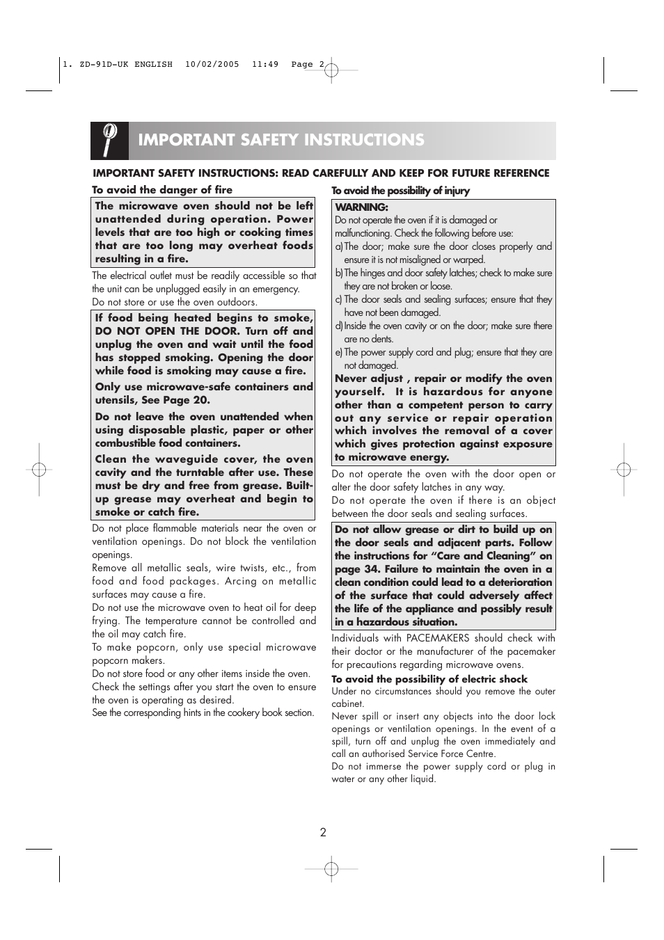 Zanussi ZMC40ST User Manual | Page 4 / 44