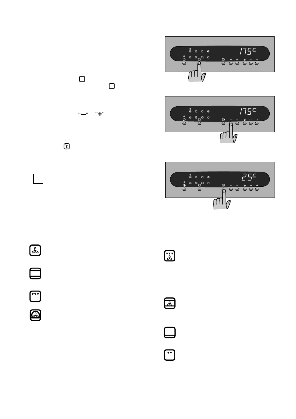 How to select a cooking function and temperature, Cooking function symbols | Zanussi ZBS 772 User Manual | Page 7 / 27