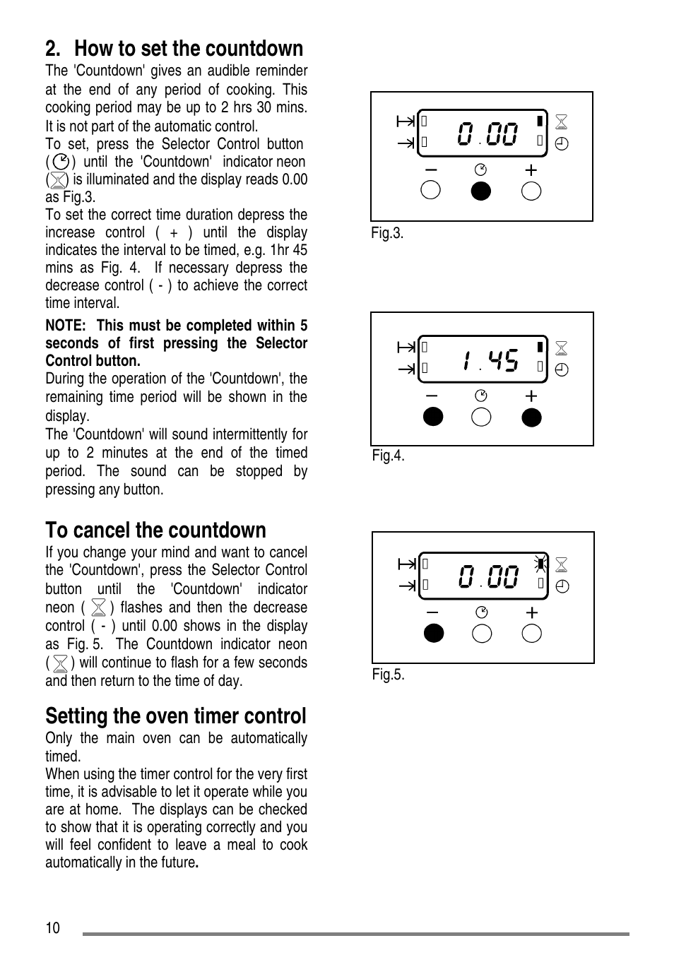 How to set the countdown, Setting the oven timer control | Zanussi ZCE7550-ZCE7551 User Manual | Page 10 / 40