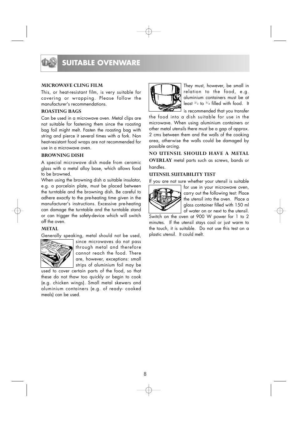 Suitable ovenware | Zanussi ZM266ST User Manual | Page 10 / 48