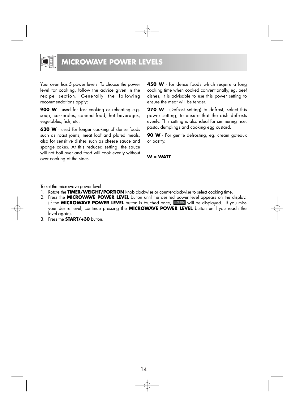 Microwave power levels | Zanussi ZM266ST User Manual | Page 16 / 48