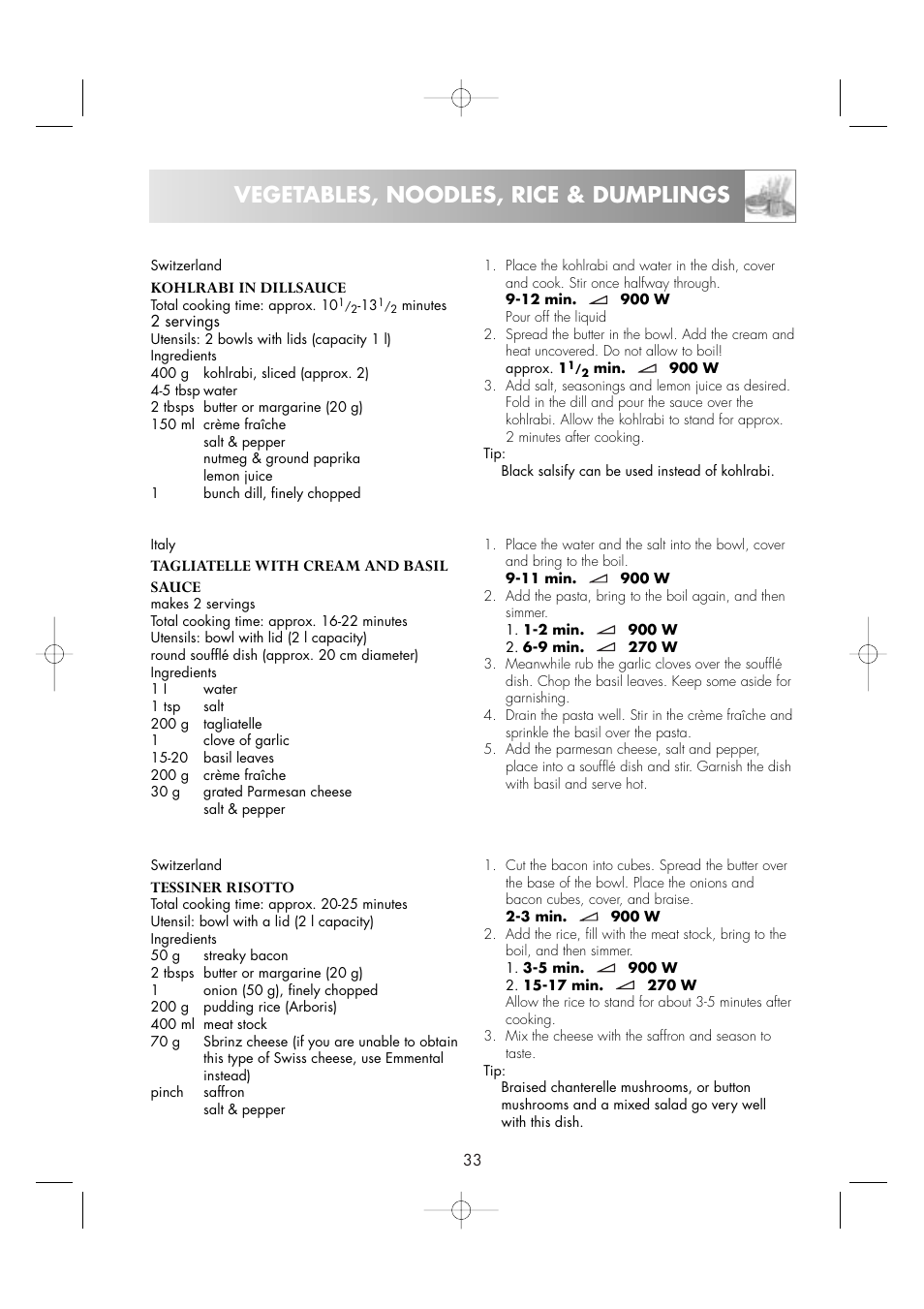 Vegetables, noodles, rice & dumplings | Zanussi ZM266ST User Manual | Page 35 / 48