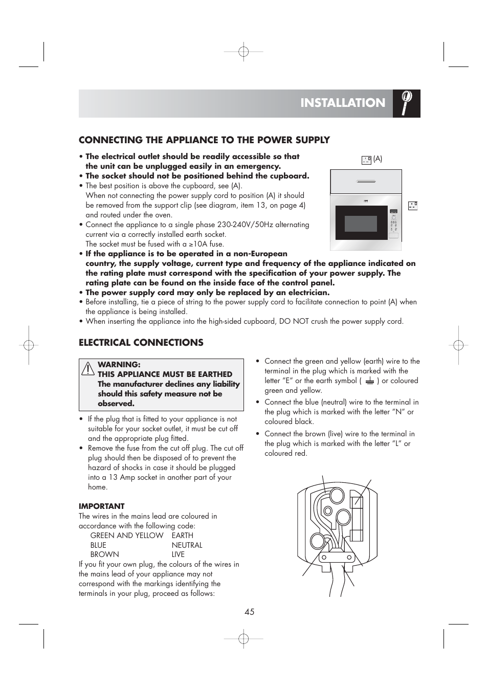 Installation | Zanussi ZM266ST User Manual | Page 47 / 48