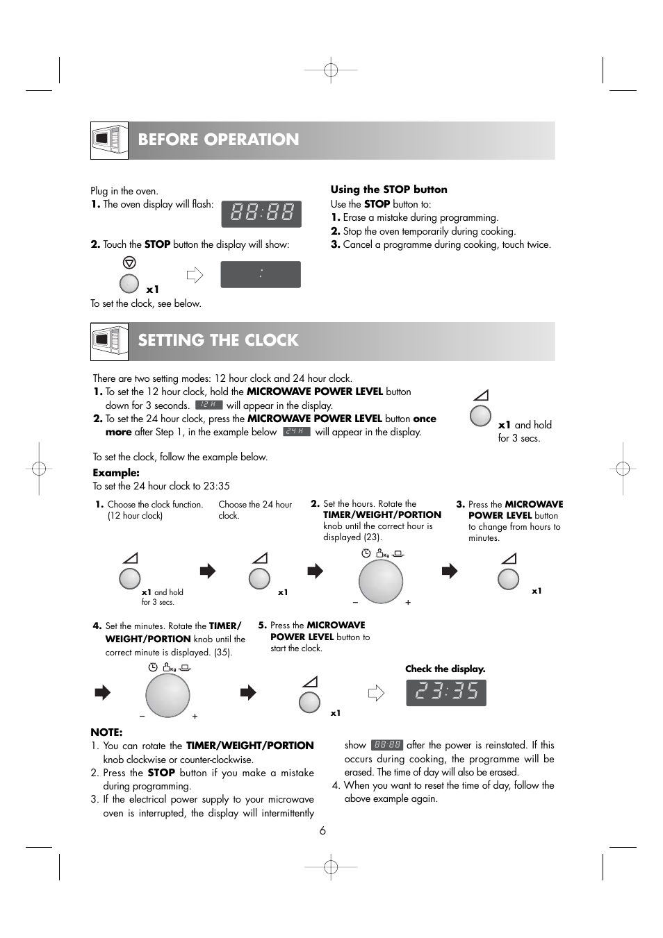 Before operation setting the clock | Zanussi ZM266ST User Manual | Page 8 / 48