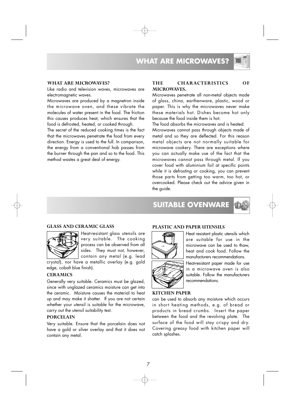 What are microwaves? suitable ovenware | Zanussi ZM266ST User Manual | Page 9 / 48